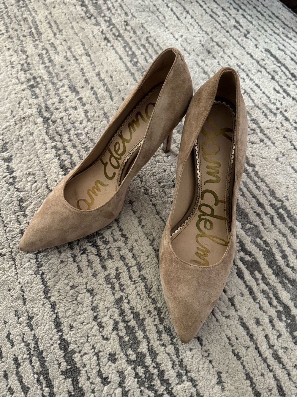 Sam Edelman Taupe Suede Pointed Toe Pumps